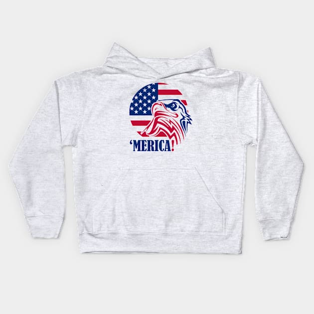 Patriotic eagle merica usa flag 4th of July outfit Kids Hoodie by jodotodesign